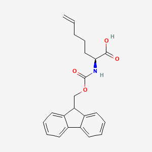 Chemical structure of (S)-2-((((9H-Fluoren-9-yl)methoxy)carbonyl)amino)hept-6-enoic acid