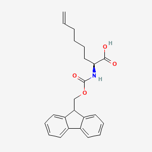 Chemical structure of (S)-2-((((9H-Fluoren-9-yl)methoxy)carbonyl)amino)oct-7-enoic acid