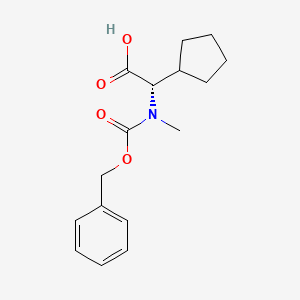 Chemical structure of (S)-2-(((Benzyloxy)carbonyl)(methyl)amino)-2-cyclopentylacetic acid