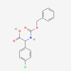 Chemical structure of 2-{[(Benzyloxy)carbonyl]amino}-2-(4-chlorophenyl)acetic acid