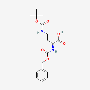 Chemical structure of (S)-2-(((Benzyloxy)carbonyl)amino)-4-((tert-butoxycarbonyl)amino)butanoic acid