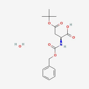 Chemical structure of (S)-2-(((Benzyloxy)carbonyl)amino)-4-(tert-butoxy)-4-oxobutanoic acid hydrate