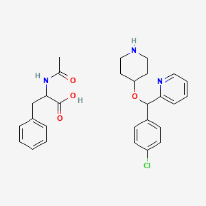 Chemical structure of (S)-2-((4-Chlorophenyl)(piperidin-4-yloxy)methyl)pyridine (S)-2-acetamido-3-phenylpropanoate