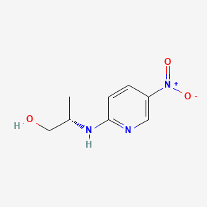 Chemical structure of (S)-2-((5-nitropyridin-2-yl)amino)propan-1-ol