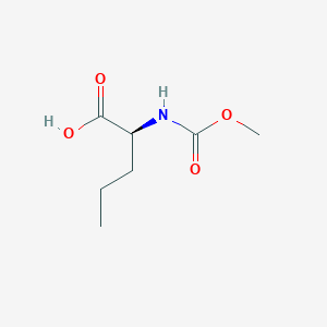 Chemical structure of (S)-2-((Methoxycarbonyl)amino)pentanoic acid