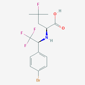 Chemical structure of (S)-2-((S)-1-(4-bromophenyl)-2,2,2-trifluoroethylamino)-4-fluoro-4-methylpentanoic acid