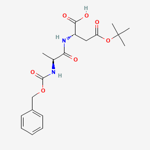 Chemical structure of (S)-2-((S)-2-(((benzyloxy)carbonyl)amino)propanamido)-4-(tert-butoxy)-4-oxobutanoic acid