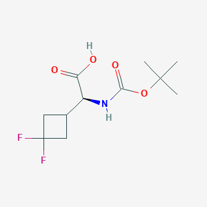 Chemical structure of (S)-2-((tert-Butoxycarbonyl)amino)-2-(3,3-difluorocyclobutyl)acetic acid