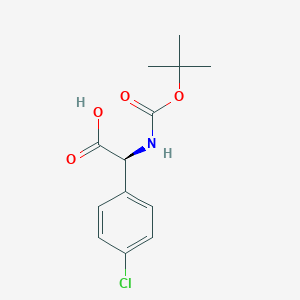 Chemical structure of (S)-2-((tert-Butoxycarbonyl)amino)-2-(4-chlorophenyl)acetic acid