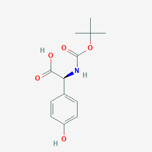 Chemical structure of (S)-2-((tert-Butoxycarbonyl)amino)-2-(4-hydroxyphenyl)acetic acid