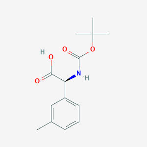 Chemical structure of (S)-2-((tert-Butoxycarbonyl)amino)-2-(m-tolyl)acetic acid