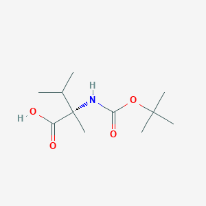 Chemical structure of (S)-2-((tert-Butoxycarbonyl)amino)-2,3-dimethylbutanoic acid