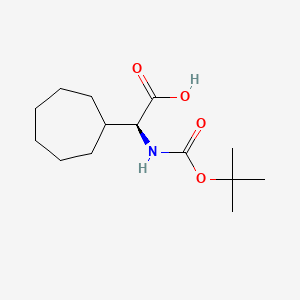 Chemical structure of (S)-2-((tert-Butoxycarbonyl)amino)-2-cycloheptylacetic acid