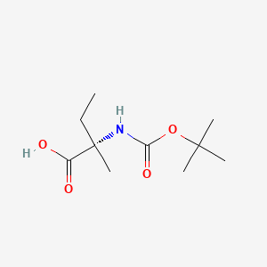 Chemical structure of (S)-2-((tert-Butoxycarbonyl)amino)-2-methylbutanoic acid