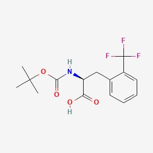Chemical structure of (S)-2-((tert-Butoxycarbonyl)amino)-3-(2-(trifluoromethyl)phenyl)propanoic acid