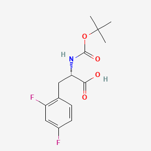 Chemical structure of (S)-2-((tert-Butoxycarbonyl)amino)-3-(2,4-difluorophenyl)propanoic acid