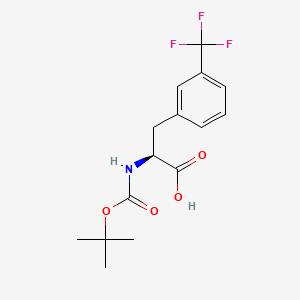 Chemical structure of (S)-2-((tert-Butoxycarbonyl)amino)-3-(3-(trifluoromethyl)phenyl)propanoic acid