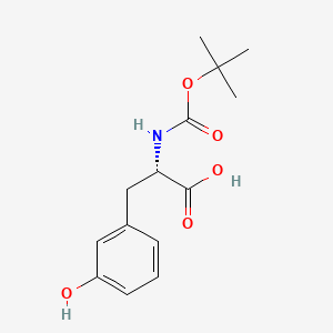 Chemical structure of (S)-2-((tert-Butoxycarbonyl)amino)-3-(3-hydroxyphenyl)propanoic acid