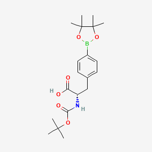 Chemical structure of (S)-2-((tert-Butoxycarbonyl)amino)-3-(4-(4,4,5,5-tetramethyl-1,3,2-dioxaborolan-2-yl)phenyl)propanoic acid