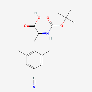 Chemical structure of (S)-2-((tert-Butoxycarbonyl)amino)-3-(4-cyano-2,6-dimethylphenyl)propanoic acid