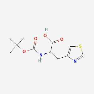 Chemical structure of (S)-2-((tert-Butoxycarbonyl)amino)-3-(thiazol-4-yl)propanoic acid