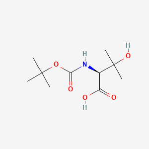Chemical structure of (S)-2-((tert-Butoxycarbonyl)amino)-3-hydroxy-3-methylbutanoic acid