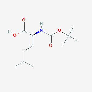 Chemical structure of (S)-2-((tert-Butoxycarbonyl)amino)-5-methylhexanoic acid
