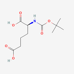 Chemical structure of (S)-2-((tert-Butoxycarbonyl)amino)hexanedioic acid
