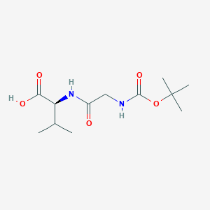 Chemical structure of (S)-2-(2-((tert-Butoxycarbonyl)amino)acetamido)-3-methylbutanoic acid