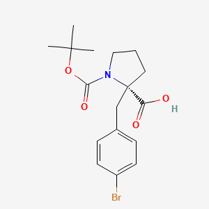 Chemical structure of (S)-2-(4-Bromobenzyl)-1-(tert-butoxycarbonyl)pyrrolidine-2-carboxylic acid