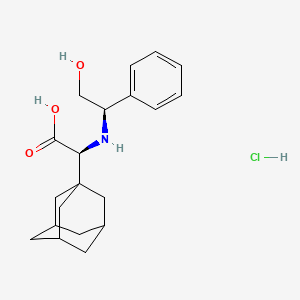 Chemical structure of (S)-2-(Adamantan-1-yl)-2-(((R)-2-hydroxy-1-phenylethyl)amino)acetic acid hydrochloride
