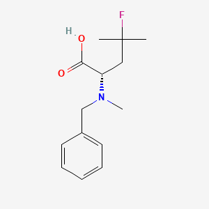 Chemical structure of (S)-2-(benzyl(methyl)amino)-4-fluoro-4-methylpentanoic acid