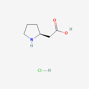 Chemical structure of (S)-2-(2-Pyrrolidinyl)acetic acid hydrochloride