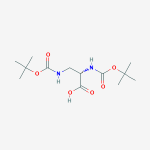 Chemical structure of (S)-2,3-Bis((tert-butoxycarbonyl)amino)propanoic acid