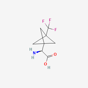 Chemical structure of (S)-2-Amino-2-(3-(trifluoromethyl)bicyclo[1.1.1]pentan-1-yl)acetic acid