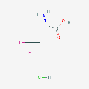Chemical structure of (S)-2-Amino-2-(3,3-difluorocyclobutyl)acetic acid hydrochloride