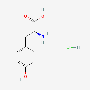 Chemical structure of [(1S)-1-carboxy-2-(4-hydroxyphenyl)ethyl]azanium chloride