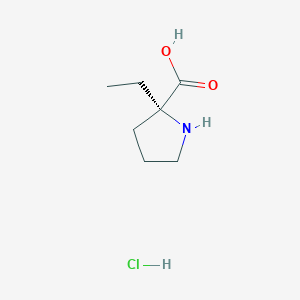 Chemical structure of (S)-2-ethylpyrrolidine-2-carboxylic acid hydrochloride