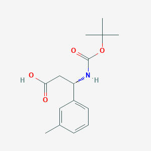 Chemical structure of (S)-3-((tert-Butoxycarbonyl)amino)-3-(m-tolyl)propanoic acid