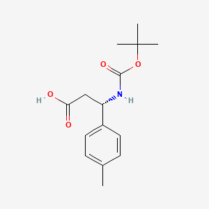 Chemical structure of (S)-3-((tert-Butoxycarbonyl)amino)-3-(p-tolyl)propanoic acid
