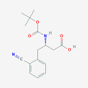 Chemical structure of Boc-(S)-3-Amino-4-(2-cyano-phenyl)-butyric acid