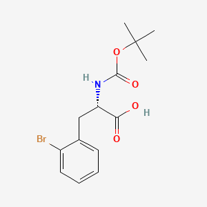 Chemical structure of (S)-3-(2-Bromophenyl)-2-((tert-butoxycarbonyl)amino)propanoic acid