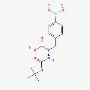Chemical structure of (S)-3-(4-Boronophenyl)-2-((tert-butoxycarbonyl)amino)propanoic acid