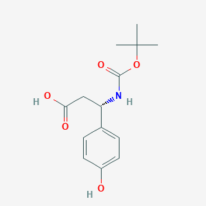 Chemical structure of (S)-3-(tert-Butoxycarbonylamino)-3-(4-hydroxyphenyl)propanoic acid