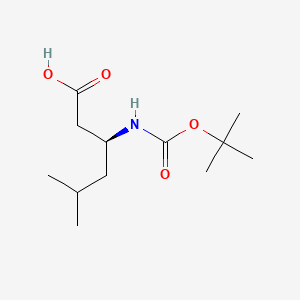 Chemical structure of (S)-3-(tert-Butoxycarbonylamino)-5-methylhexanoic acid