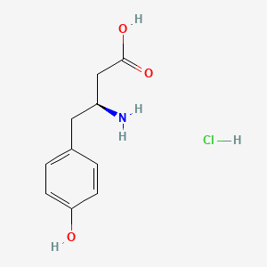 Chemical structure of (S)-3-Amino-4-(4-hydroxyphenyl)butanoic acid hydrochloride