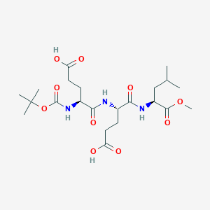 Chemical structure of (S)-4-((tert-Butoxycarbonyl)amino)-5-(((S)-4-carboxy-1-(((S)-1-methoxy-4-methyl-1-oxopentan-2-yl)amino)-1-oxobutan-2-yl)amino)-5-oxopentanoic acid