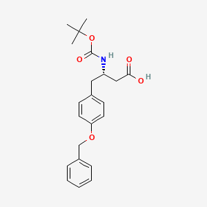 Chemical structure of (S)-4-(4-(Benzyloxy)phenyl)-3-((tert-butoxycarbonyl)amino)butanoic acid