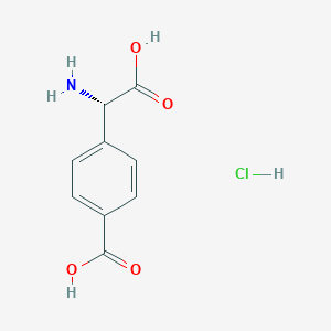Chemical structure of (S)-4-(Amino(carboxy)methyl)benzoic acid hydrochloride