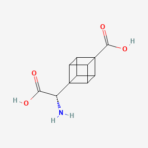 Chemical structure of (S)-4-(Amino(carboxy)methyl)cubane-1-carboxylic acid